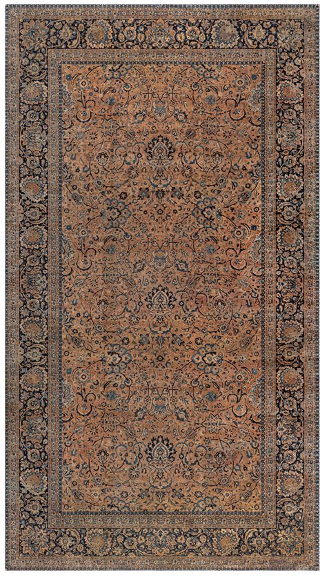 Oversized Antique Persian Kirman Botanic Handmade Wool Rug Index Bb