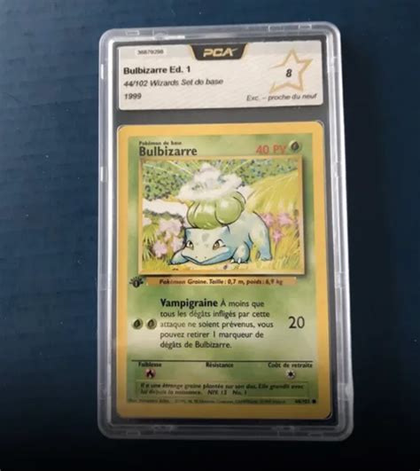 CARTE POKEMON SET De Base Ed 1 Bulbizarre PCA 8 No Holo Psa EUR 102