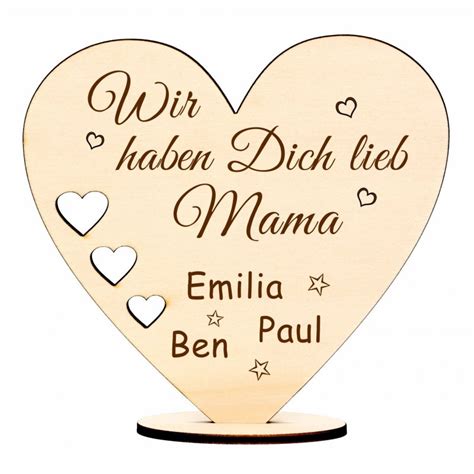 Holz Herz Mama Wir Haben Dich Lieb