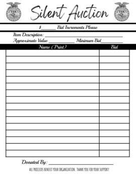 Printable Silent Auction Forms