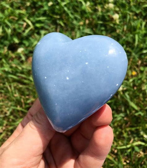 Angelite Heart Stone Anhydrite From Peru Angelite Stone Heart Angelite