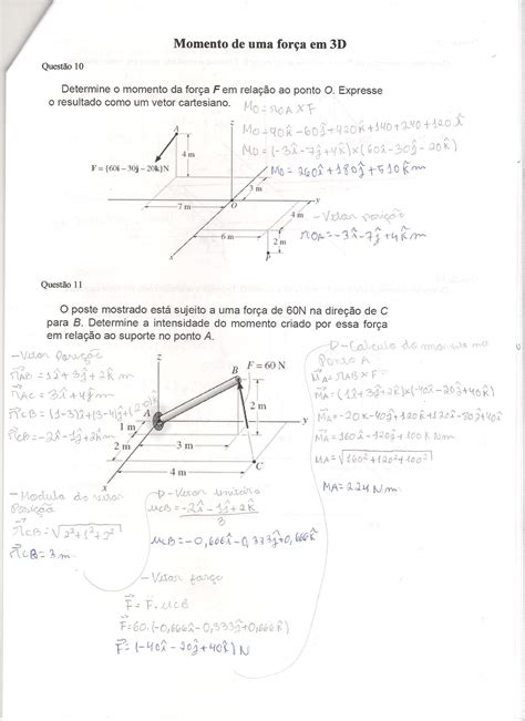 Determine O Momento Da For A Em Rela O Ao Ponto O