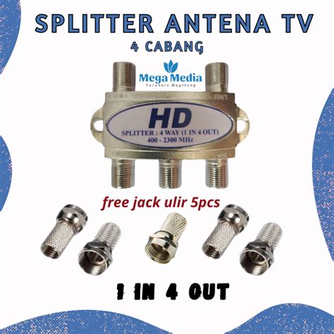 Splitter Antena TV Digital Cabang 4 CATV Pembagi Sinyal Digital Dari 1