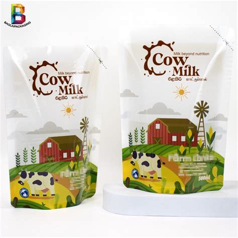 Plastic Packaging Bag For Cow Milk Sterilization Doy Pack Stand Up