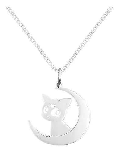 Dije Y Cadena Gato Luna Sailor Moon Plata 925 Envío Gratis Meses sin