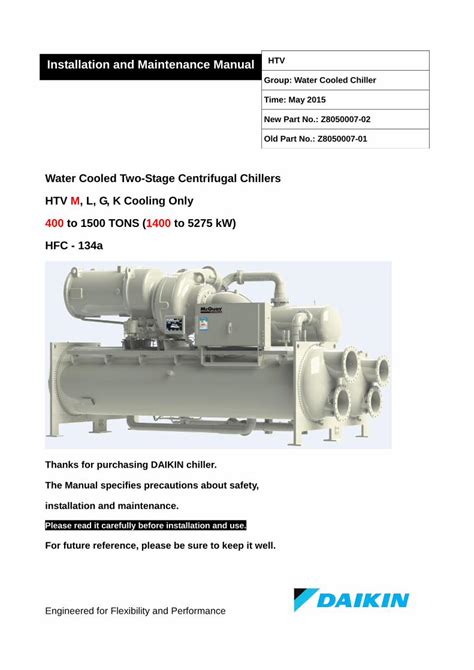 Pdf Water Cooled Two Stage Centrifugal Chillers Htv M L G K · Water Cooled Two Stage