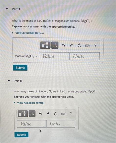 Solved Part A What Is The Mass Of 6 90 Moles Of Magnesium