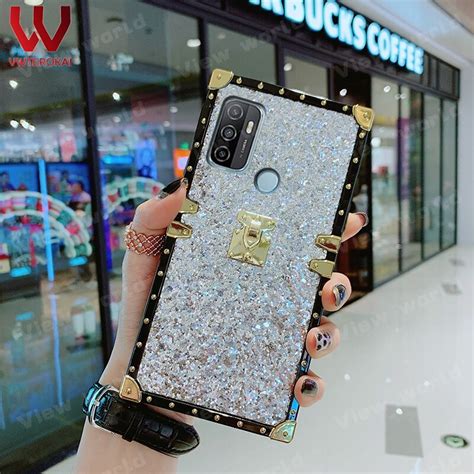 Vwterokai Luxury Bling Glitter Diamond Square Case Cover For Oppo A