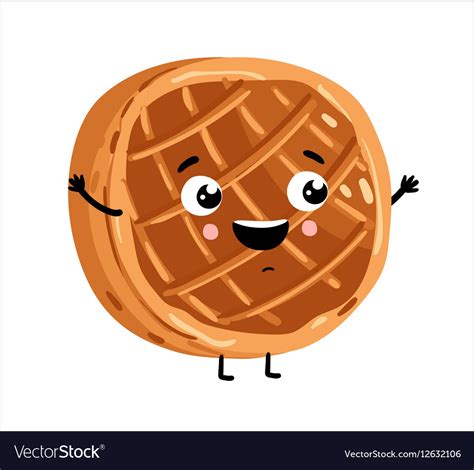 Funny baked pie isolated cartoon character Vector Image