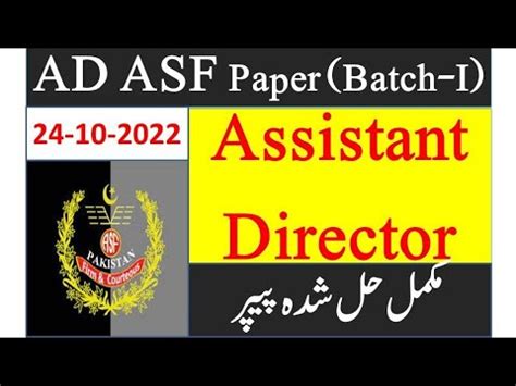 Today Ad Asf Paper Assistant Director Asf Batch October