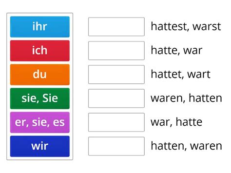 Präteritum von HABEN und SEIN Match up