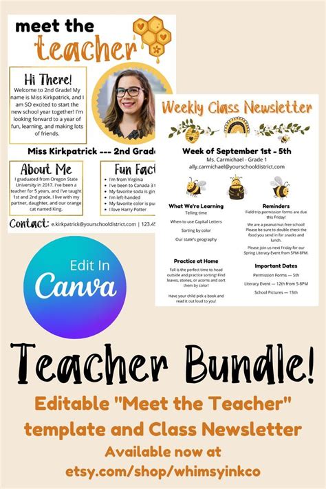 Meet The Teacher Template And Class Newsletter Template Bundle