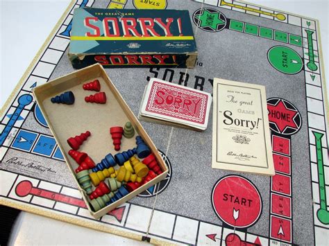 Vintage Board Game 1950s Sorry Game Board, Pieces, Instructions, Cards Parker Brothers - Etsy