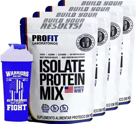 4x Whey Isolate Mix 900g 3 6kg Coqueteleira Profit Frete grátis