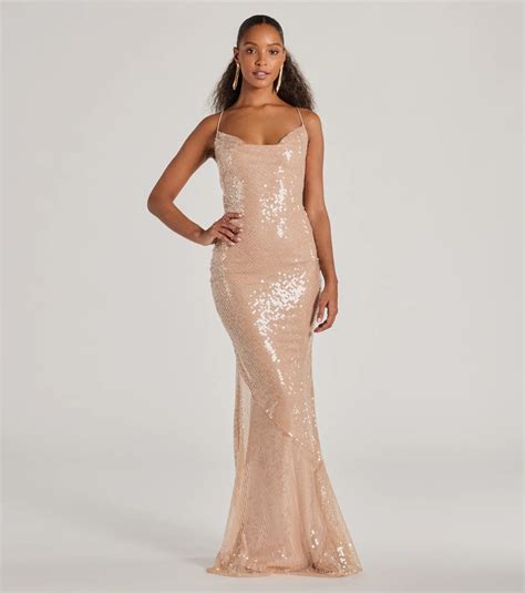 Rachael Lace Up Mermaid Sequin Formal Dress And Windsor