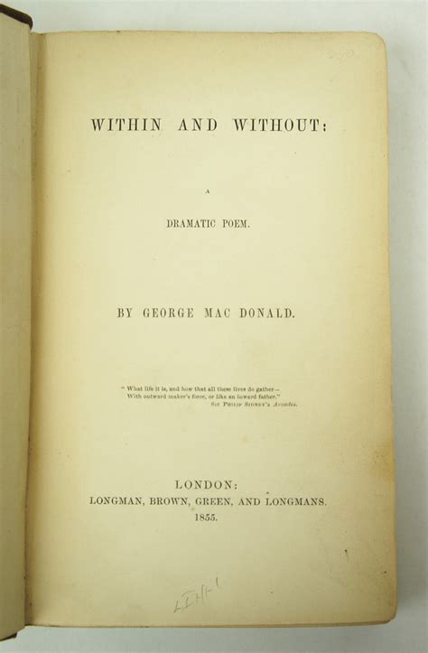 Within And Without First Edition Of Macdonald S First Book By George