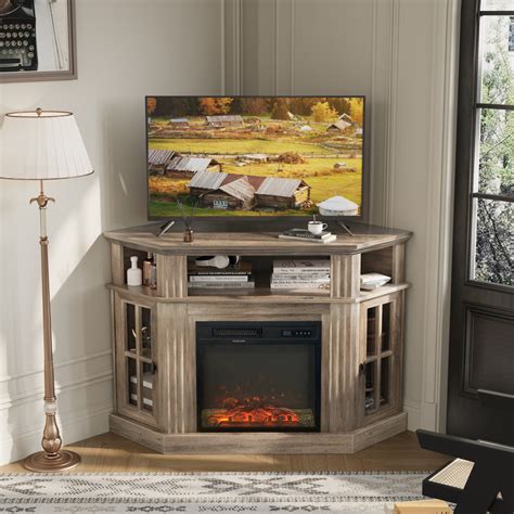 Homall Corner Fireplace TV Stand Modern Farmhouse TV Stand with Electr