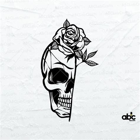 Rose Skull Svg File Skeleton Flower Svg Rose Skull Cut Files Skull With