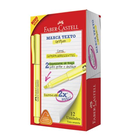 Caixa Canetas Marca Texto Amarelo Neon Original Faber Castell