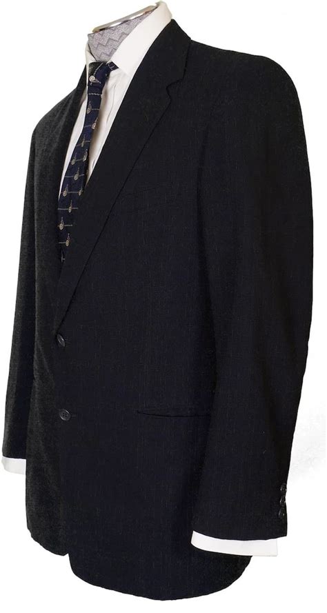 Vintage 1950s Mens Navy Blue Suit Jacket Fleck Patt… Gem