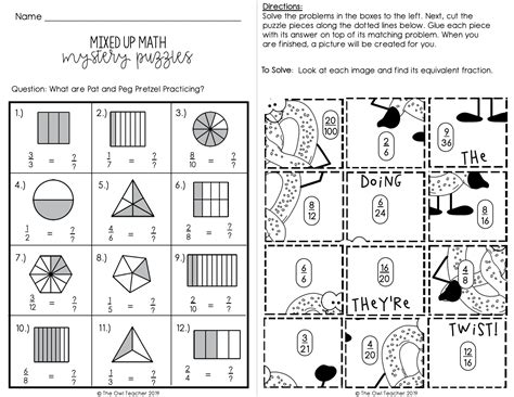 Equivalent Fractions Mixed Up Puzzles Printable Digital Google