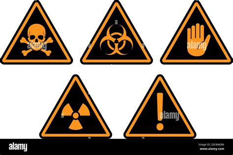 Black Triangle Warning Or Danger Road Sign With Orange Frame Vector