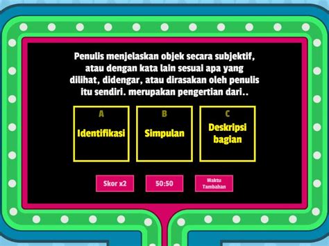 Kuis Struktur Teks Deskripsi Gameshow Quiz