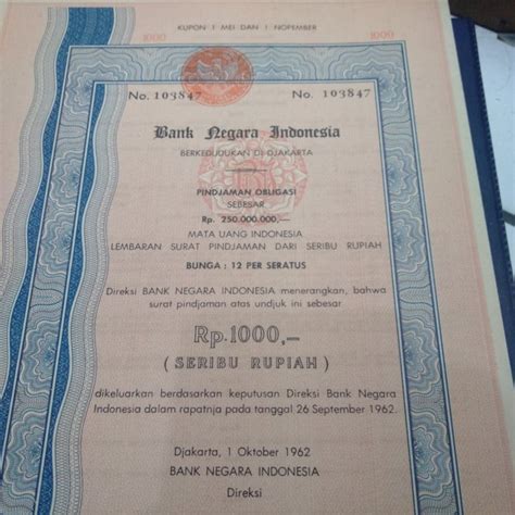 Jual Surat Obligasi Bank Negara Indonesia Bni Untuk Koleksi Di Seller