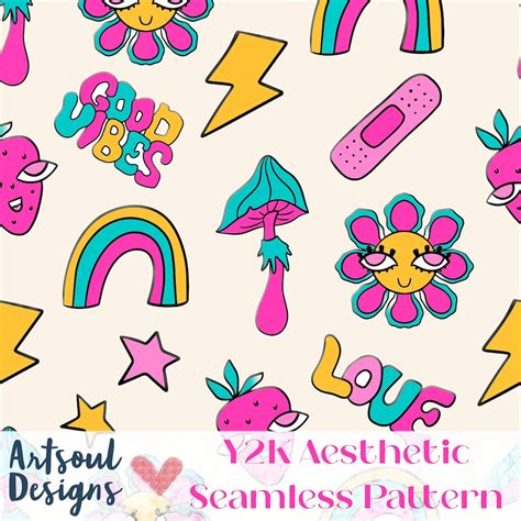 Y2K Aesthetic Seamless Pattern for Commercial Use, Surface Pattern ...