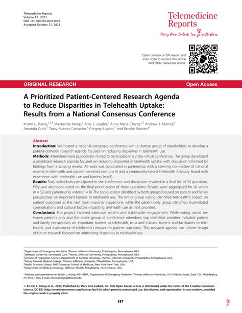 Pdf A Prioritized Patient Centered Research Agenda To Reduce