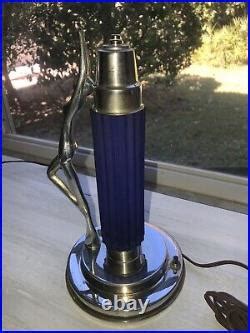 Art Deco Lamp Antique Art Deco Chrome Nude Lady Lamp With Cobalt