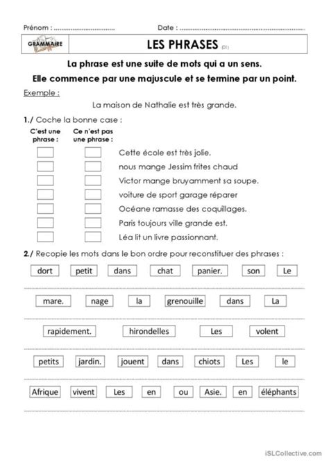 489 Phrase Français FLE fiches pedagogiques pdf doc