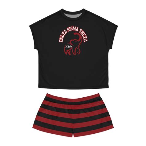 Delta Sigma Theta Short Pajama Set Black Comfy Lounge Sorority