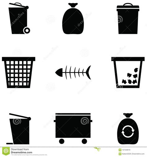 Sistema Del Icono De La Basura Ilustración Del Vector Ilustración De