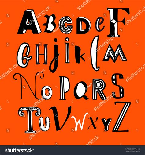 Vector Illustration Hand Drawn Alphabet Letters Stock Vector Royalty