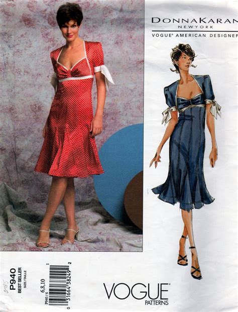 Flared Dress By Donna Karan Vogue 2785 Uncut Pattern Etsy Flare