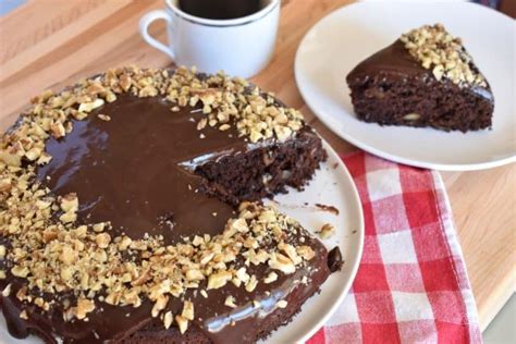 Chocolate Walnut Cake With Easy Chocolate Ganache This Delicious House