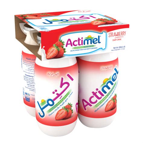 Buy Actimel Strawberry Fruit Drink 4x93 ml | توصيل Taw9eel.com