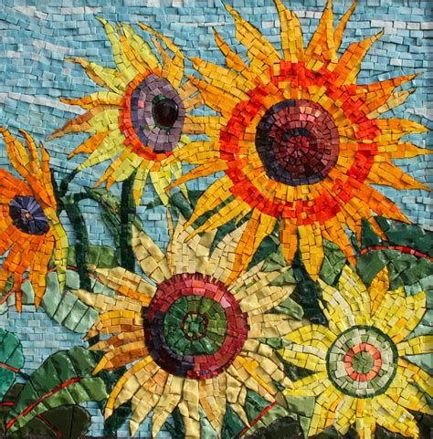 Sun Flowers Pamela Stratton Mosaic Art Sunflower Mosaic Mosaic Tile Art