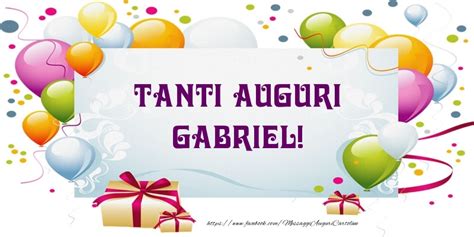 Tanti Auguri Gabriel Cartolina Con Palloncini E Regalo Cartoline