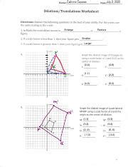 Dilations And Translations Worksheet Pdf Name Cathrine Caceres