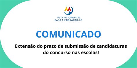 Comunicado Extensão do prazo de submissão de candidaturas do concurso