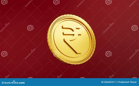 Indian Rupee Gold Coin with Rupee Symbol INR Currency Coin Isolated on ...