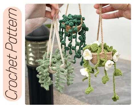 Set Pattern Car Plants Crochet Pattern Crochet Hanging Etsy