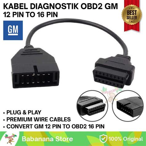 Jual Kabel OBD2 Connector For GM 12 PIN To 16 PIN Adapter OBDII 12PIN