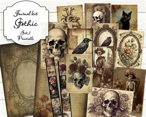 Gothic Junk Journal Kit Printable Ephemera Pack Journal Pages