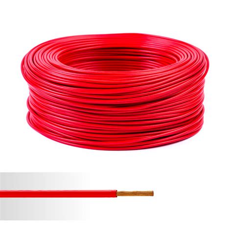 Fil électrique rigide ho7v r 10mm² rouge couronne de 100m