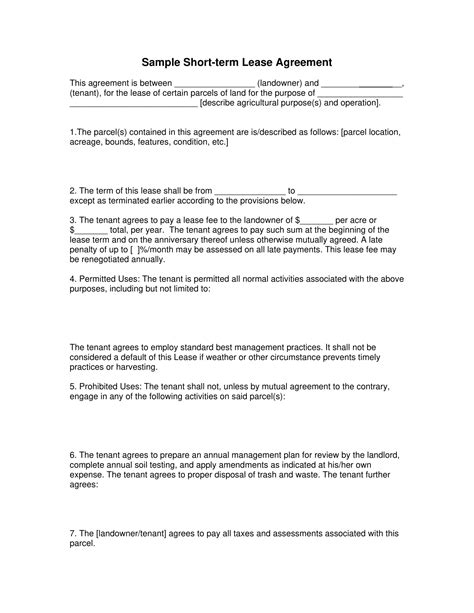 Farm Land Lease Agreement Template Free