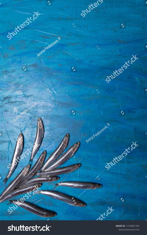 Fish Pattern Group Anchovies Floating On Stock Photo 1318581704