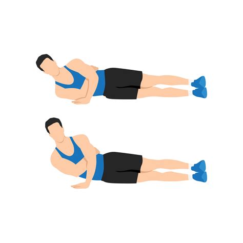 Man Doing One Arm Side Push Up Exercise Flat Vector Illustration